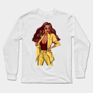 Woman in yellow jacket Long Sleeve T-Shirt